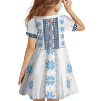 Ukraine Family Matching Summer Maxi Dress and Hawaiian Shirt Traditional Braided Rope Belt Blue Folk Pattern