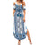 Ukraine Family Matching Summer Maxi Dress and Hawaiian Shirt Traditional Braided Rope Belt Blue Folk Pattern