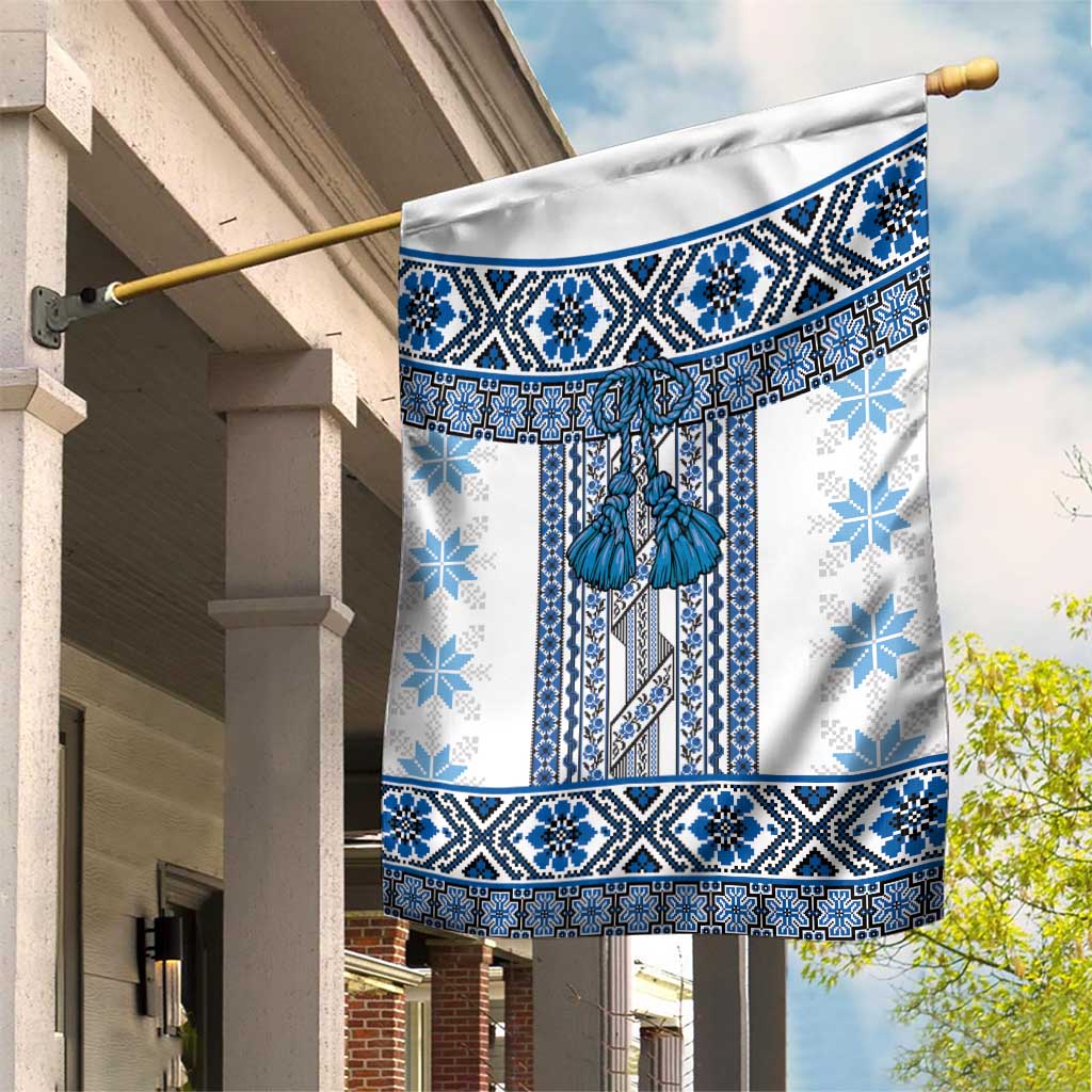 Ukraine Garden Flag Traditional Braided Rope Belt Blue Folk Pattern