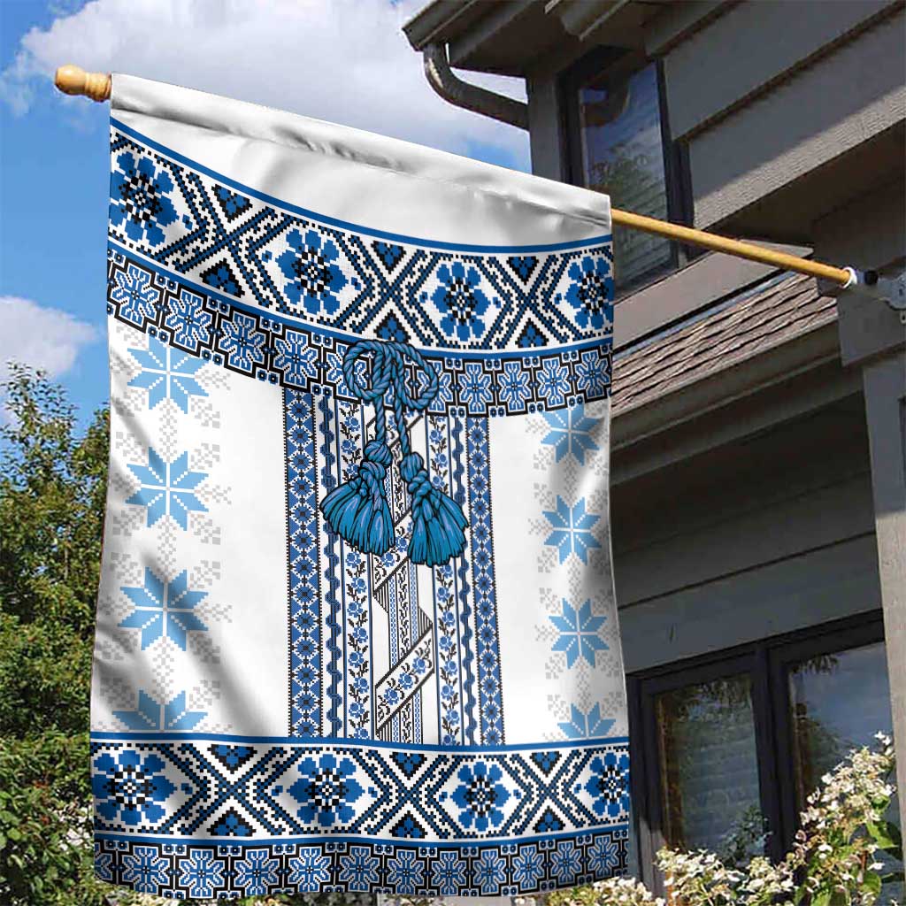 Ukraine Garden Flag Traditional Braided Rope Belt Blue Folk Pattern