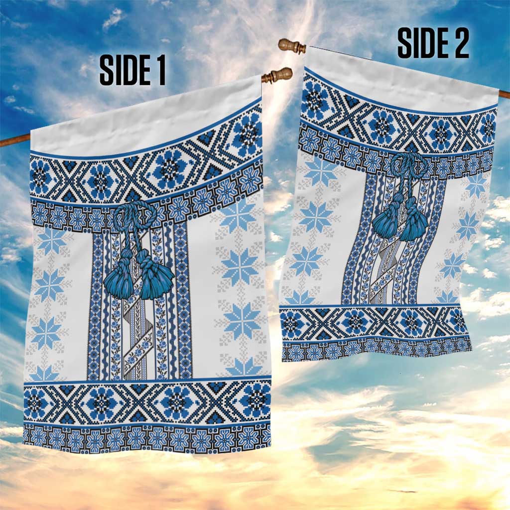 Ukraine Garden Flag Traditional Braided Rope Belt Blue Folk Pattern