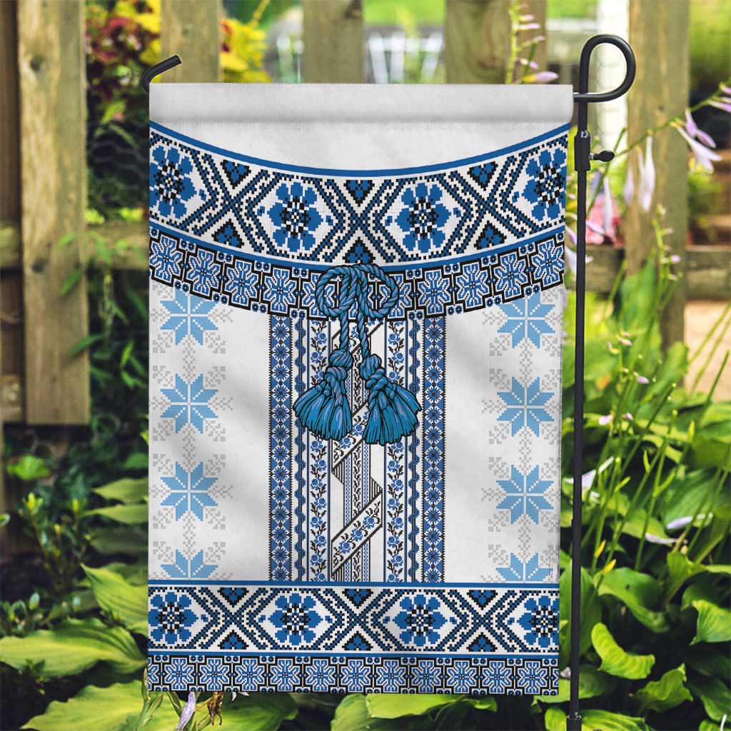 Ukraine Garden Flag Traditional Braided Rope Belt Blue Folk Pattern