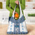 Ukraine Grocery Bag Traditional Braided Rope Belt Blue Folk Pattern
