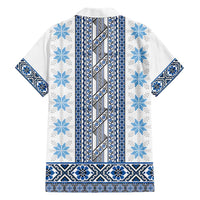 Ukraine Hawaiian Shirt Traditional Braided Rope Belt Blue Folk Pattern