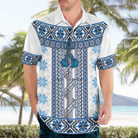 Ukraine Hawaiian Shirt Traditional Braided Rope Belt Blue Folk Pattern