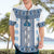 Ukraine Hawaiian Shirt Traditional Braided Rope Belt Blue Folk Pattern