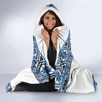Ukraine Hooded Blanket Traditional Braided Rope Belt Blue Folk Pattern