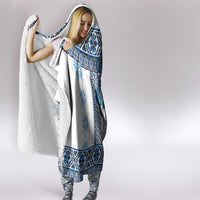 Ukraine Hooded Blanket Traditional Braided Rope Belt Blue Folk Pattern