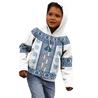 Ukraine Kid Hoodie Traditional Braided Rope Belt Blue Folk Pattern