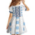 Ukraine Kid Short Sleeve Dress Traditional Braided Rope Belt Blue Folk Pattern