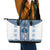 Ukraine Leather Tote Bag Traditional Braided Rope Belt Blue Folk Pattern
