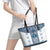 Ukraine Leather Tote Bag Traditional Braided Rope Belt Blue Folk Pattern