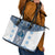 Ukraine Leather Tote Bag Traditional Braided Rope Belt Blue Folk Pattern