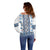 Ukraine Off Shoulder Sweater Traditional Braided Rope Belt Blue Folk Pattern