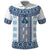 Ukraine Polo Shirt Traditional Braided Rope Belt Blue Folk Pattern