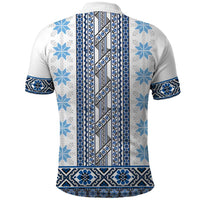 Ukraine Polo Shirt Traditional Braided Rope Belt Blue Folk Pattern
