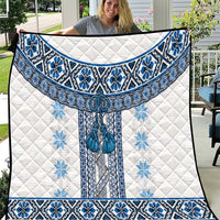 Ukraine Quilt Traditional Braided Rope Belt Blue Folk Pattern