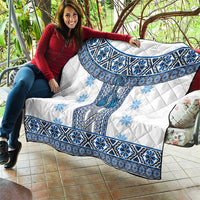 Ukraine Quilt Traditional Braided Rope Belt Blue Folk Pattern