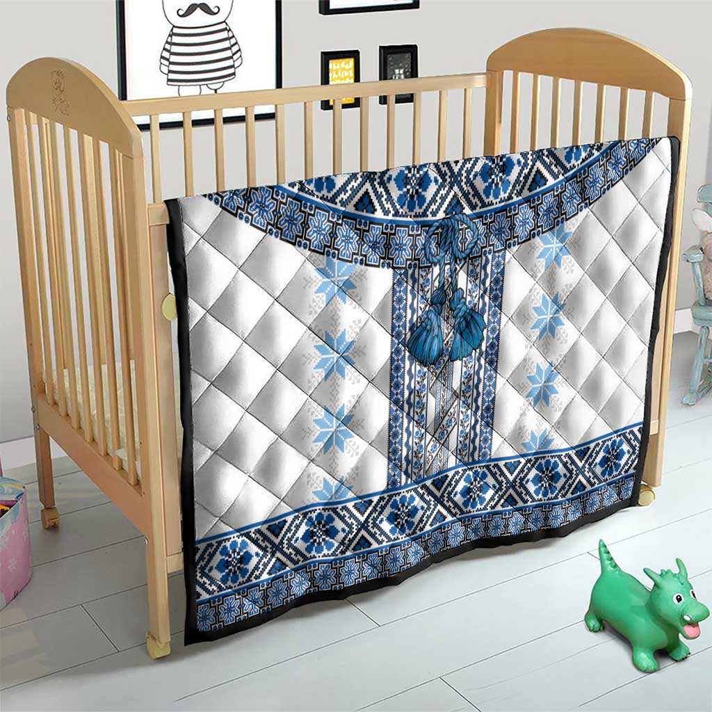 Ukraine Quilt Traditional Braided Rope Belt Blue Folk Pattern