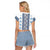 Ukraine Raglan Cropped T Shirt Traditional Braided Rope Belt Blue Folk Pattern