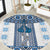 Ukraine Round Carpet Traditional Braided Rope Belt Blue Folk Pattern