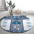 Ukraine Round Carpet Traditional Braided Rope Belt Blue Folk Pattern