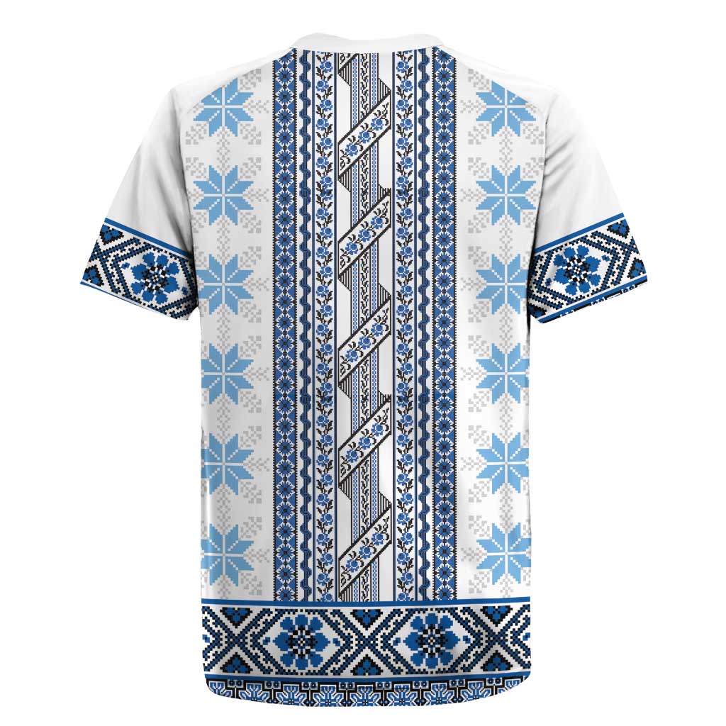 Ukraine Rugby Jersey Traditional Braided Rope Belt Blue Folk Pattern