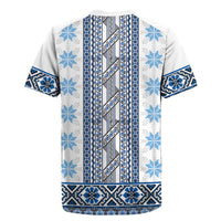 Ukraine Rugby Jersey Traditional Braided Rope Belt Blue Folk Pattern