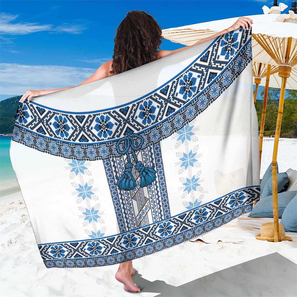 Ukraine Sarong Traditional Braided Rope Belt Blue Folk Pattern
