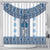 Ukraine Shower Curtain Traditional Braided Rope Belt Blue Folk Pattern