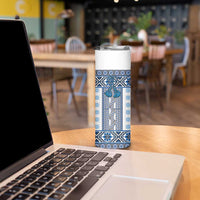 Ukraine Skinny Tumbler Traditional Braided Rope Belt Blue Folk Pattern