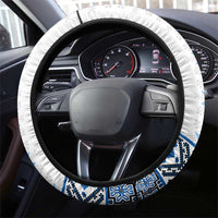 Ukraine Steering Wheel Cover Traditional Braided Rope Belt Blue Folk Pattern