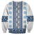 Ukraine Sweatshirt Traditional Braided Rope Belt Blue Folk Pattern