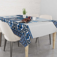 Ukraine Tablecloth Traditional Braided Rope Belt Blue Folk Pattern