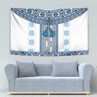 Ukraine Tapestry Traditional Braided Rope Belt Blue Folk Pattern