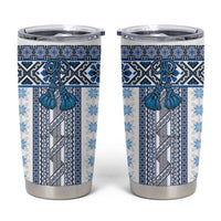 Ukraine Tumbler Cup Traditional Braided Rope Belt Blue Folk Pattern
