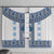 Ukraine Window Curtain Traditional Braided Rope Belt Blue Folk Pattern