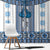 Ukraine Window Curtain Traditional Braided Rope Belt Blue Folk Pattern