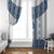 Ukraine Window Curtain Traditional Braided Rope Belt Blue Folk Pattern