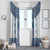 Ukraine Window Curtain Traditional Braided Rope Belt Blue Folk Pattern