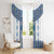 Ukraine Window Curtain Traditional Braided Rope Belt Blue Folk Pattern