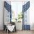 Ukraine Window Curtain Traditional Braided Rope Belt Blue Folk Pattern