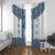 Ukraine Window Curtain Traditional Braided Rope Belt Blue Folk Pattern