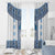 Ukraine Window Curtain Traditional Braided Rope Belt Blue Folk Pattern