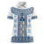 Ukraine Women Polo Shirt Traditional Braided Rope Belt Blue Folk Pattern