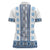 Ukraine Women Polo Shirt Traditional Braided Rope Belt Blue Folk Pattern