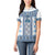 Ukraine Women Polo Shirt Traditional Braided Rope Belt Blue Folk Pattern