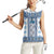 Ukraine Women Sleeveless Polo Shirt Traditional Braided Rope Belt Blue Folk Pattern