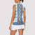 Ukraine Women Sleeveless Polo Shirt Traditional Braided Rope Belt Blue Folk Pattern