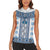 Ukraine Women Sleeveless Polo Shirt Traditional Braided Rope Belt Blue Folk Pattern